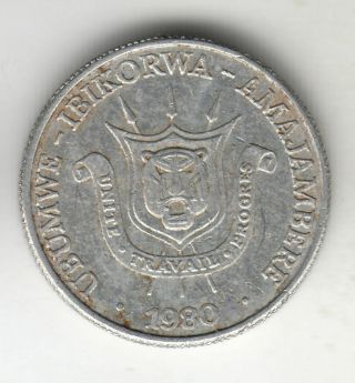 Burundi 1 Franc 1976 Shield 164b By Coinmountain