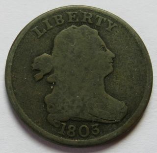 1803 Draped Bust Half Cent,  Vintage Early Date 1/2c Penny Coin (021835j)