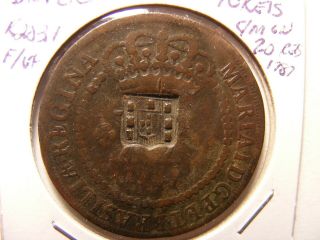 Brazil Old 40 Reis C/m On 1787 20 Reis,  F,  /vf