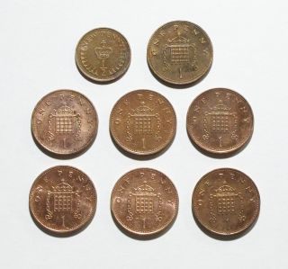 Great Britain Uk England Penny Coins 1990,  1993 - 1998,  And 1/2 Penny 1971
