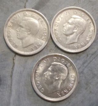3 Silver British Threepence 5,  1942 x 2 and 1943 2
