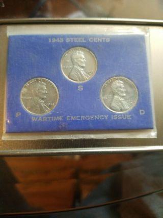 1943 Steel Cents Wartime Emergency Issue Psd Set Of 3