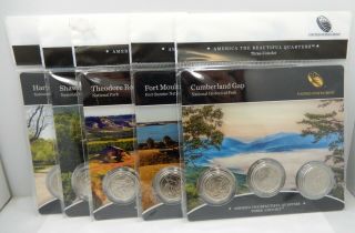 2016,  Complete Set Of 5,  Atb National Parks Quarters 3 Coin Us Set