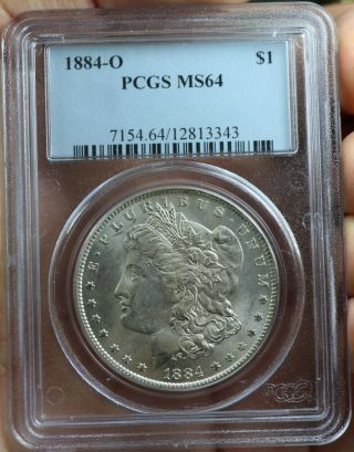 1884 - O Morgan Dollar $1 Pcgs Graded Ms64 Silver Coin