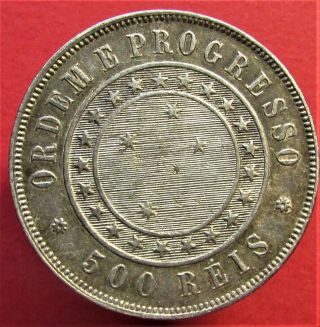 Silver coin Brazil 500 Reis 1889. 2