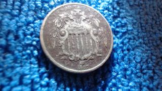 1867 Us Shield Nickel,  W/o Rays