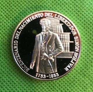 Venezuela 100 Bolívares “200 Years Birth Of Simon Bolivar”,  1983,  Silver Coin Vf