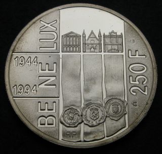 Belgium 250 Francs Nd (1994) Proof - Silver - Be - Ne - Lux Treaty - 2323