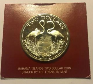 1974 Flamingo Bahamas 2 Dollar Coin - Sterling Silver Proof - The Franklin
