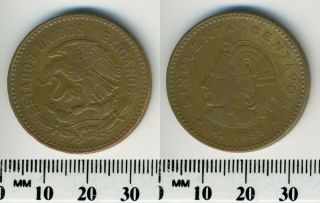 Mexico 1955 - 50 Centavos Bronze Coin - National Arms - Head With Headdress