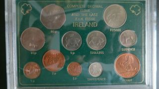 Ireland Complete Decimal And The Last Issue Of 11 Coins 1965 - 1971,  Plastic Case