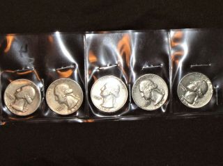 Five Silver Washington Head Quarters - All Different