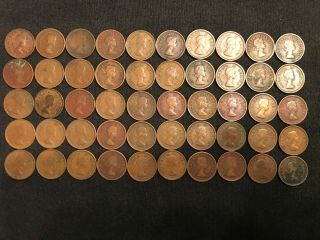 Roll Of 50 Colonial Elizabeth Ii South Africa Quarter 1/4 Penny Farthing