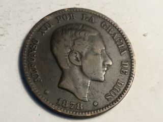 Spain 1878 - Om 10 Centimos Coin Circulated
