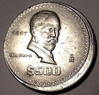Mexico 10 Off Center 500 Pesos 1987 Madero President Km429 Error