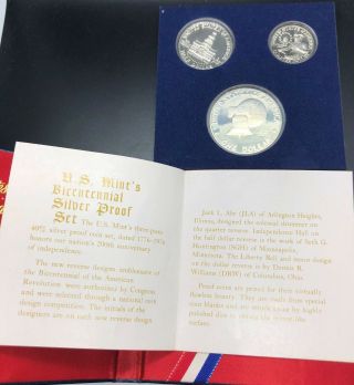 1976 - S Silver Proof Bicentennial Set W/ Eisenhower $1,  Kennedy Half,  Washington