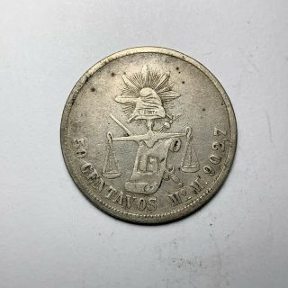 1887 Mo M Mexico 50 Centavos Silver Coin