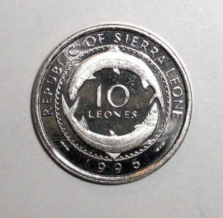 1996 Sierra Leone 10 Leones Animal Fish Coin