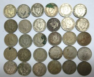 30 British Malaya & Borneo 5 five cents nickel coins 1948 1950 1961 KGVI QEII 4