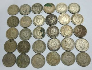 30 British Malaya & Borneo 5 five cents nickel coins 1948 1950 1961 KGVI QEII 5