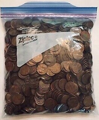 Bag Of 1000 95 Copper Lincoln Memorial Pennies/cents Minted Prior To 1982