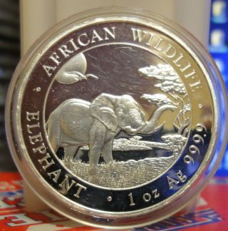 Somalia Republic 2019.  999 Silver 100 Shillings Elephant 1 Ounce