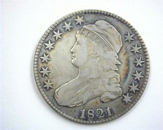 1821 Capped Bust Silver 50 Cents Very Fine