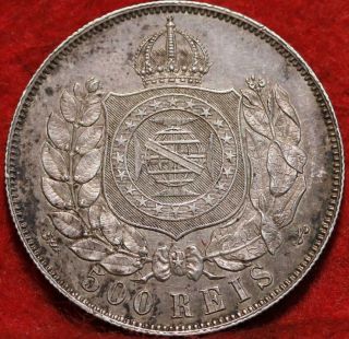 1867 Brazil 500 Reis Silver Foreign Coin 2