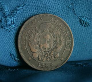 Argentina 2 Centavos 1889 Bronze World Coin South America Capped Liberty Head