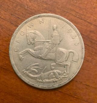 Sharp 1935 King George V Large Crown / Five Shilling British Coin