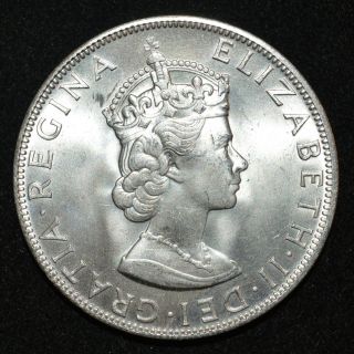 Bermuda 1964 Crown Km 14 Unc Lg Silver Dollar Size Coin Elizabeth