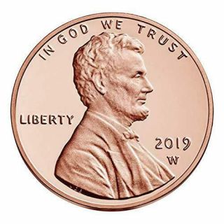 2019 " W " Lincoln Penny Union Shield Cent,  Proof,  Single Coin,  In Pac