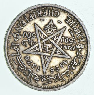 SILVER - WORLD Coin - 1956 Morocco 500 Francs - 21.  8g - World Silver Coin 531 2