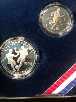 1994 - S World Cup Soccer Commemorative Silver One Dollar Two Coin Collectors Set