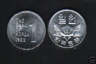 South Korea 1 Won Km4a 1982 Rose Flower Unc Uncommon Korean Currency Money Coin