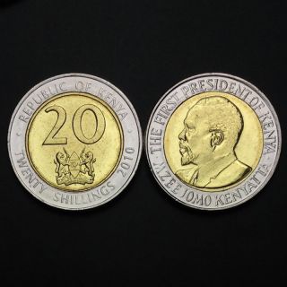 Kenya Single Coin,  20 Shillings,  2010,  Km 36.  2,  Unc,