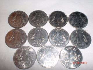 - India - 11 " Re.  1/ - ” Old & Coins - All Different - Rare - 1994 - 2004 11ag2