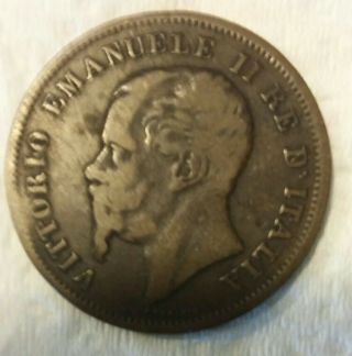 1861 Italy Kingdom Coin 5 Centesimi King Vittorio Emanuele Ii