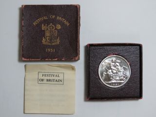 1951 Festival Of Britain - Five Shillings W/ Box - Commemorative Crown