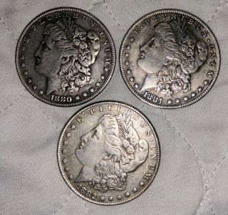 Morgan Silver Dollars Years 1880,  1881,  And 1882 All O’s