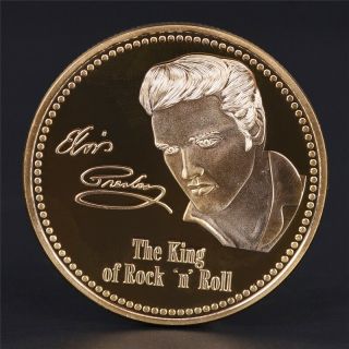 Elvis Presley 1935 - 1977 The King Of N Rock Roll Gold Art Commemorative Coin Pica