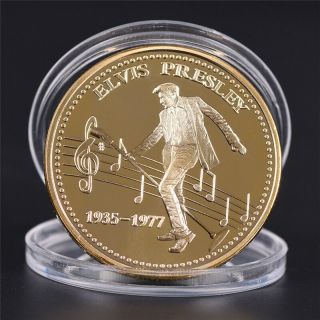 Elvis Presley 1935 - 1977 The King of N Rock Roll Gold Art Commemorative Coin PICA 2