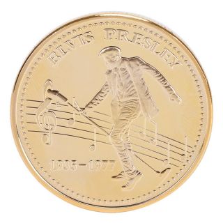 Elvis Presley 1935 - 1977 The King of N Rock Roll Gold Art Commemorative Coin PICA 4