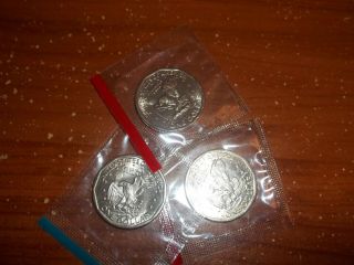 1980 P D S Susan B Anthony Dollar Set (3 Coins) Cello