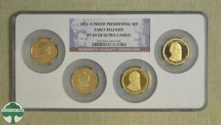 2011 - S Proof Presidential Dollars 4 - Coin Set - Ngc Certified - Pf69 Er Ultra Cameo