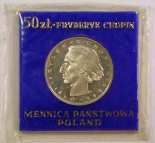 1972 Poland 50 Zloty Frederyk Chopin Proof Silver Coin Gem