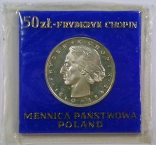 1972 Poland 50 Zloty Frederyk Chopin Proof Silver coin GEM 2