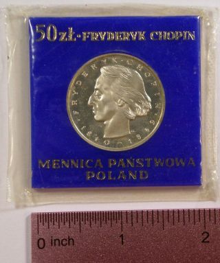 1972 Poland 50 Zloty Frederyk Chopin Proof Silver coin GEM 4
