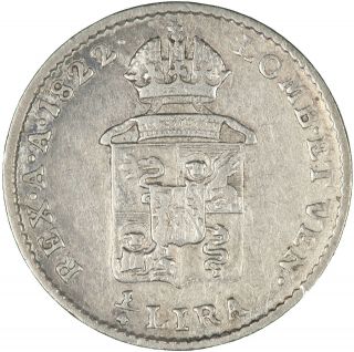 Italy (Lombardy - Venetia) 1822 1/4 Lira VF/VF, 2