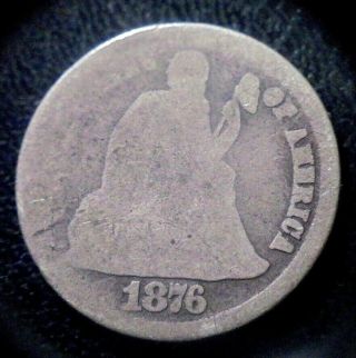 Rare Key Date 1876 Cc Carson City Seated Liberty Dime 1/10 Dollar Silver Coin